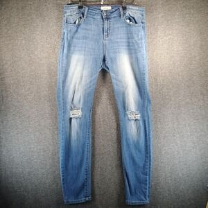 Cello Jeans Women 15 Skinny Distressed‎ Light Wash Mid Rise Grunge Artsy